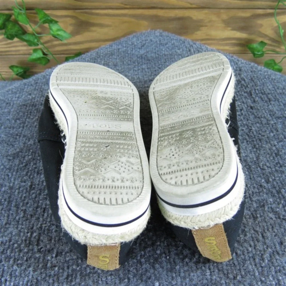 Bobs By Skechers Women's  Espadrille Black Fabric Sz 6.5 Medium Gently Used 2025